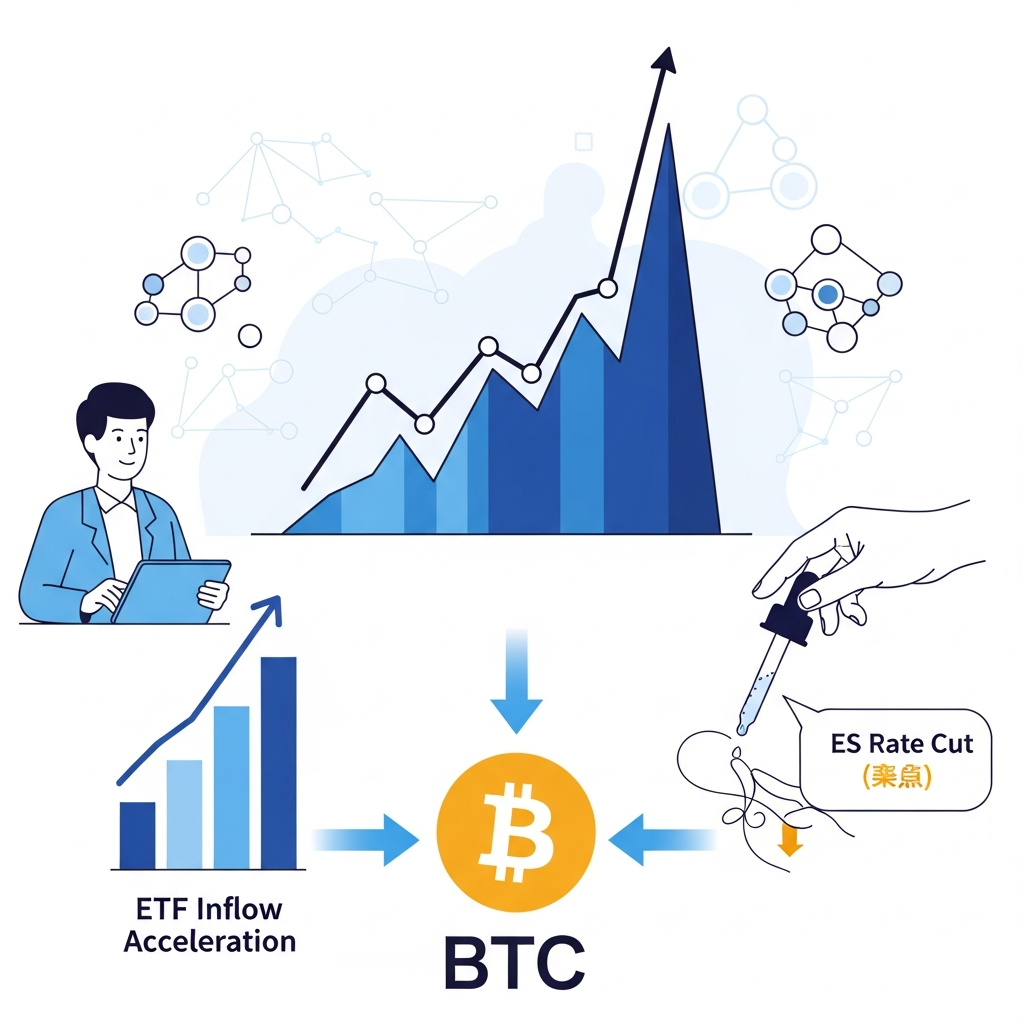 [重要度★5] 米利下げとETF流入加速でBTC最高値へ